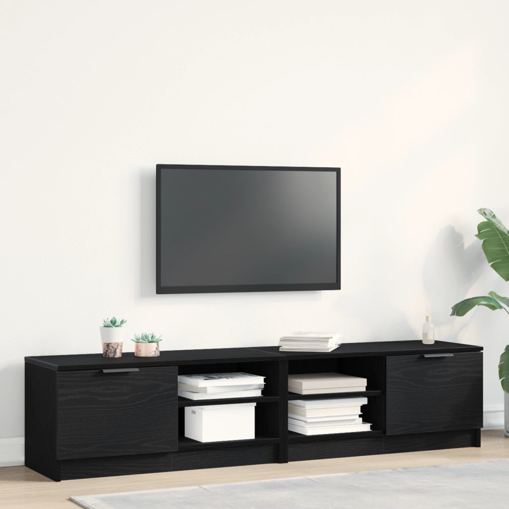 Mobile TV  2 pezzi Nero Rovere 80x35x36,5 cm Legno ingegnerizzato