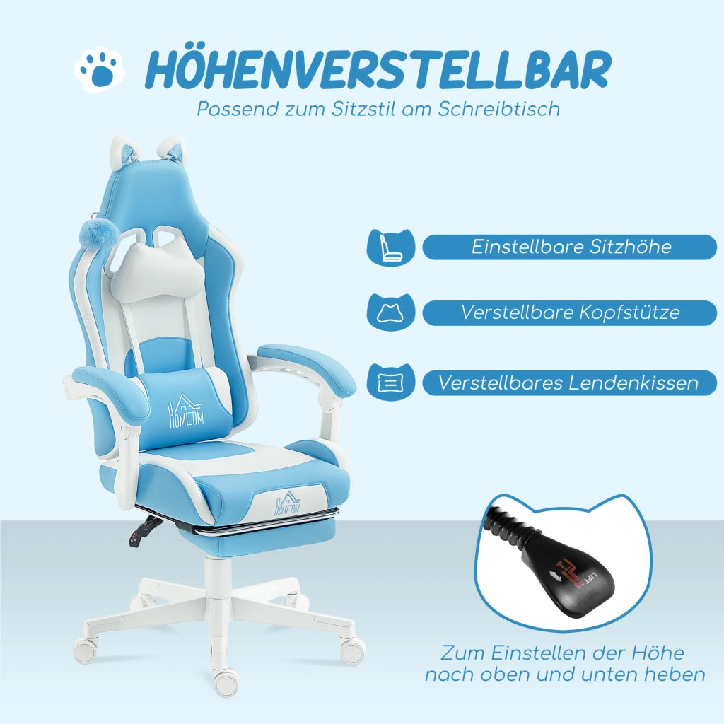 Poltrona Gaming con Poggiapiedi Reclinabile ¨C Xylo ¨C Blu, Schienale Regolabile, Fino a 120 kg
