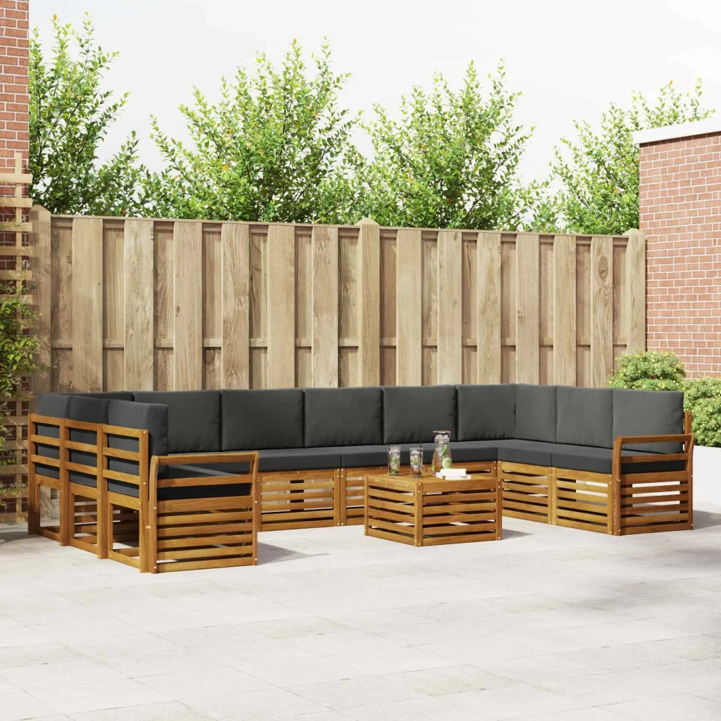 Set divano sezionale con cuscino 11 pcs Naturale e Antracite 3375602