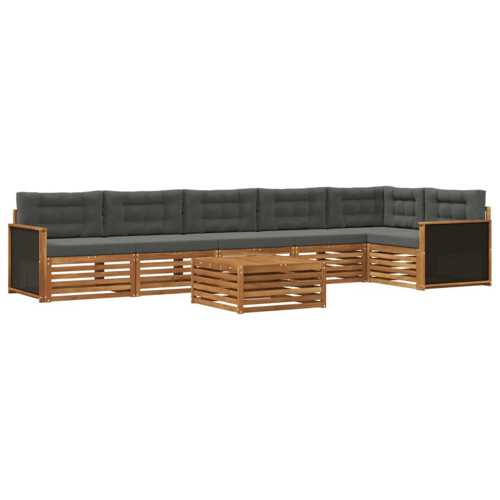 Set di divani da esterno 7 pz Naturale e Antracite Poliestere 3383435