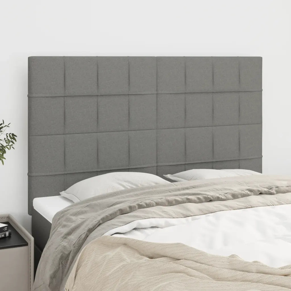 Testiera-Testata Decorativa Grigio Scuro 144x5x118/128 cm Tessuto 464612
