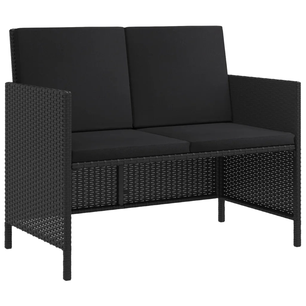 Set da Pranzo da Giardino 6 pz con Cuscini Nero in Polyrattan 363398