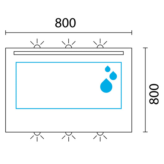 Lineabeta - Specchio LED Europa 80x80cm con cornice grigia e antiappannamento