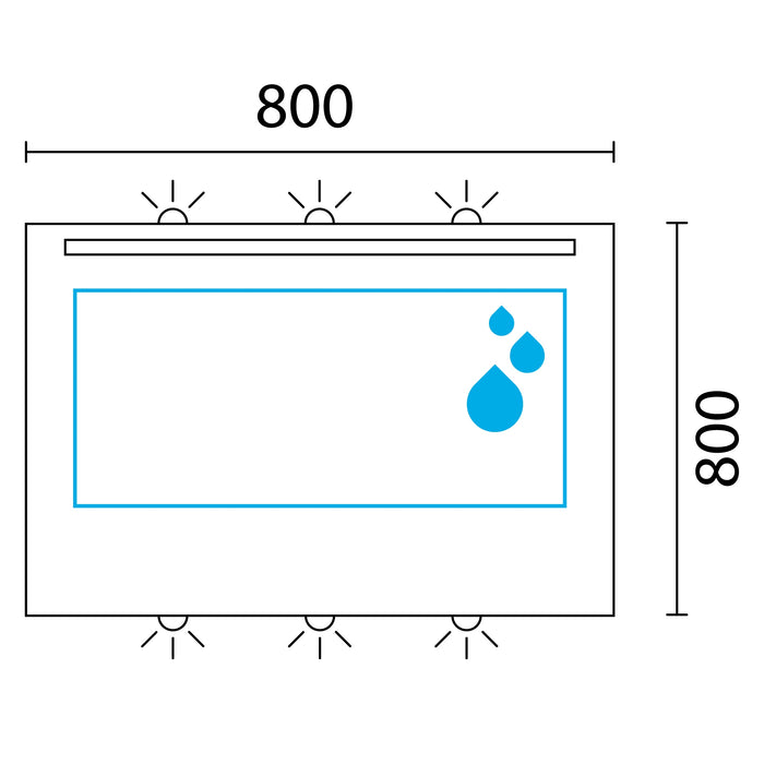 Lineabeta - Specchio LED Europa 80x80cm con cornice grigia e antiappannamento