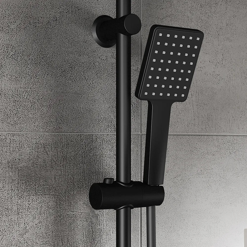 Colonna doccia in acciaio inox nero opaco con deviatore a due vie e soffione 19x26 cm | Reno