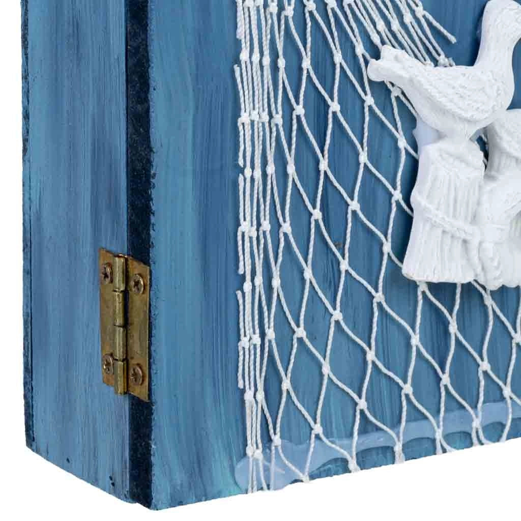 Cassetta portachiavi in ​​legno blu, 16x5,5x20h cm