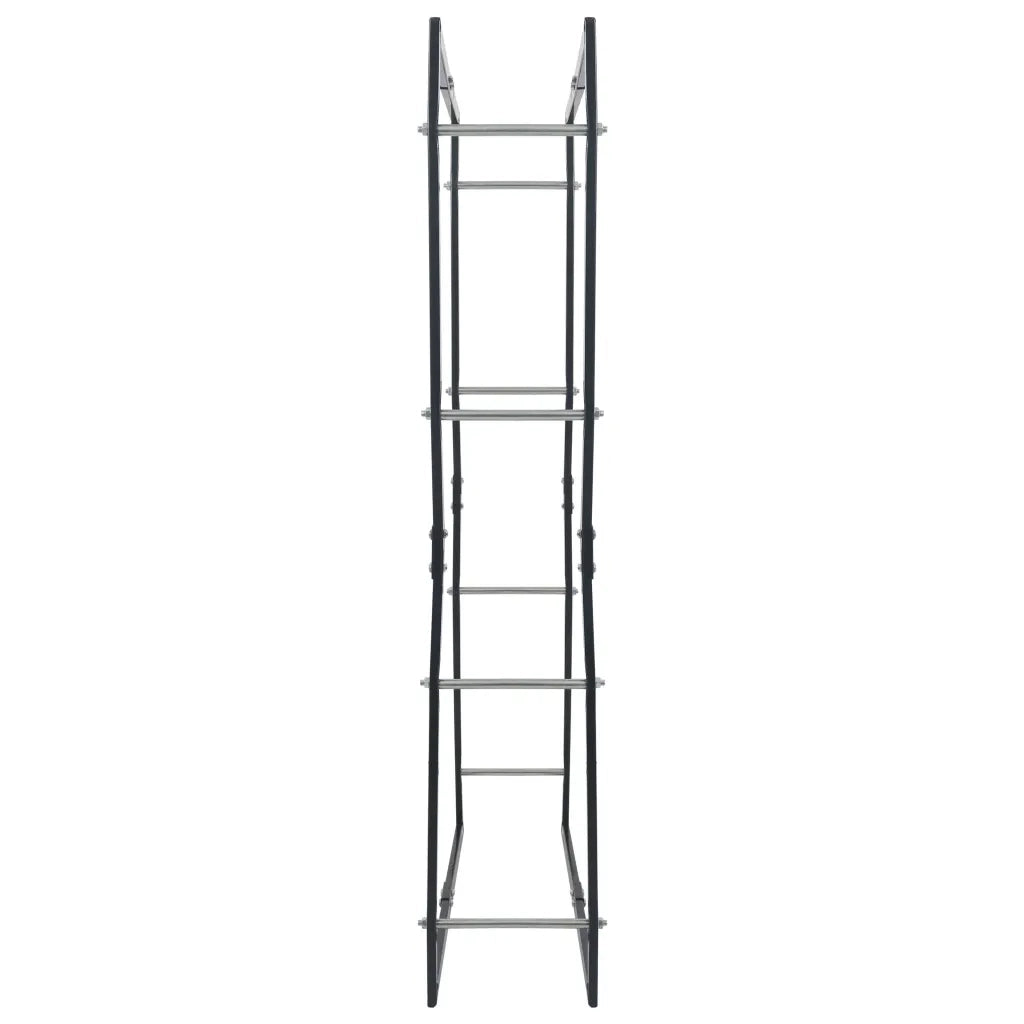 Rastrelliera per Legna da Ardere Nera 80x25x150 cm in Acciaio
