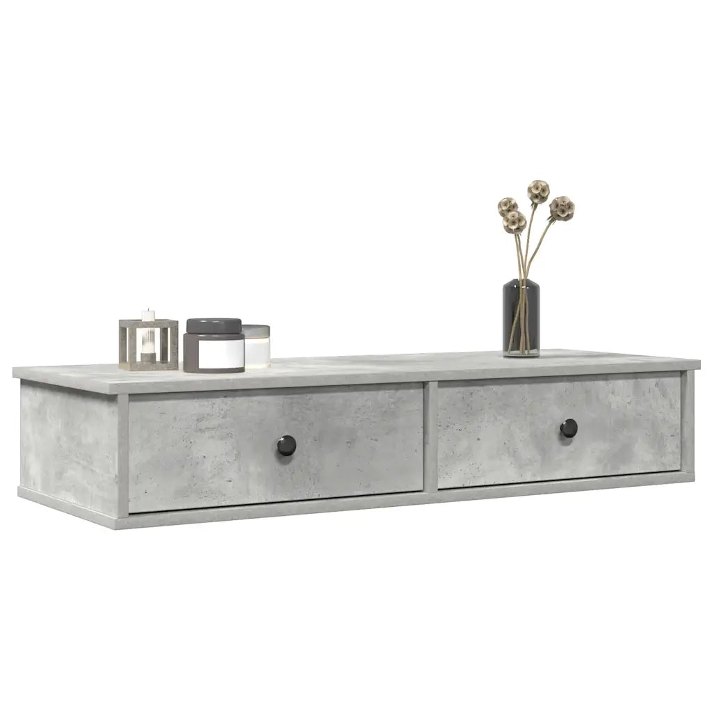 Scaffale a parete | Ripiano a parete | Mensola a parete con Cassetti Grigio 100x37,5x19 cm Truciolato