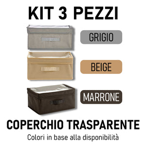 Scatole Kit 3pz TNT e PVC Ideali per il Cambio Stagione Contenitore Salvaspazio