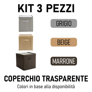 Scatole Kit 3pz TNT e PVC Ideali per il Cambio Stagione Contenitore Salvaspazio
