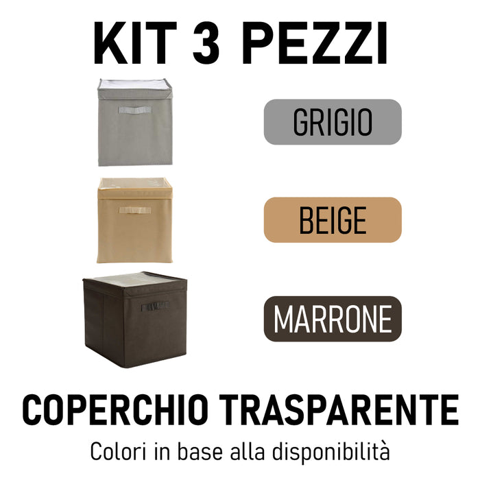 Scatole Kit 3pz TNT e PVC Ideali per il Cambio Stagione Contenitore Salvaspazio