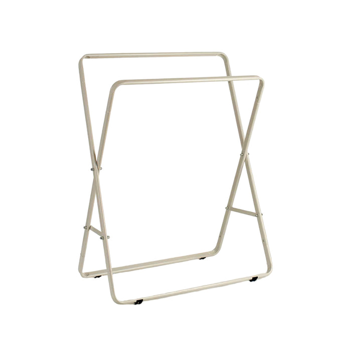 Portasciugamani da Bagno Doppio in Metallo 2 Aste Bianco Pieghevole Casa Hotel