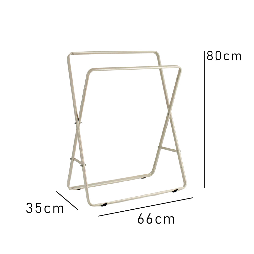 Portasciugamani da Bagno Doppio in Metallo 2 Aste Bianco Pieghevole Casa Hotel