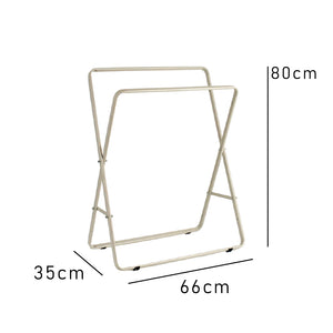 Portasciugamani da Bagno Doppio in Metallo 2 Aste Bianco Pieghevole Casa Hotel