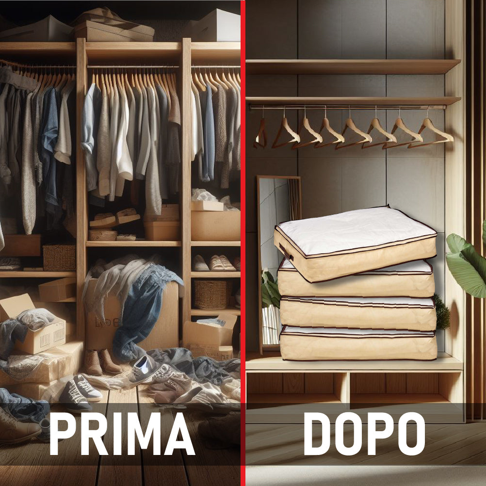 Scatole Portatutto TNT e PVC Kit 4pz Ideali per il Cambio Stagione Salvaspazio