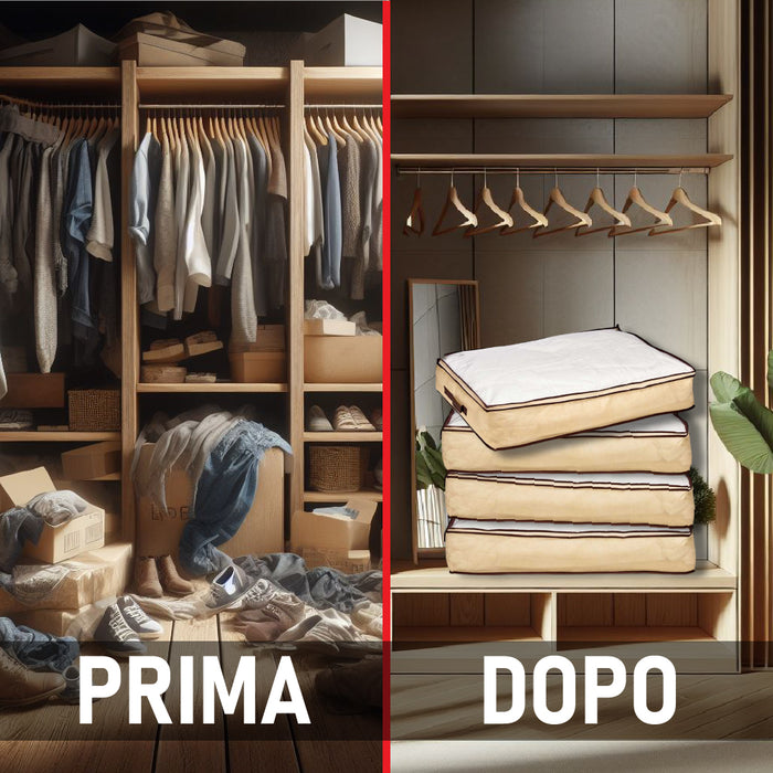 Scatole Portatutto TNT e PVC Kit 4pz Ideali per il Cambio Stagione Salvaspazio