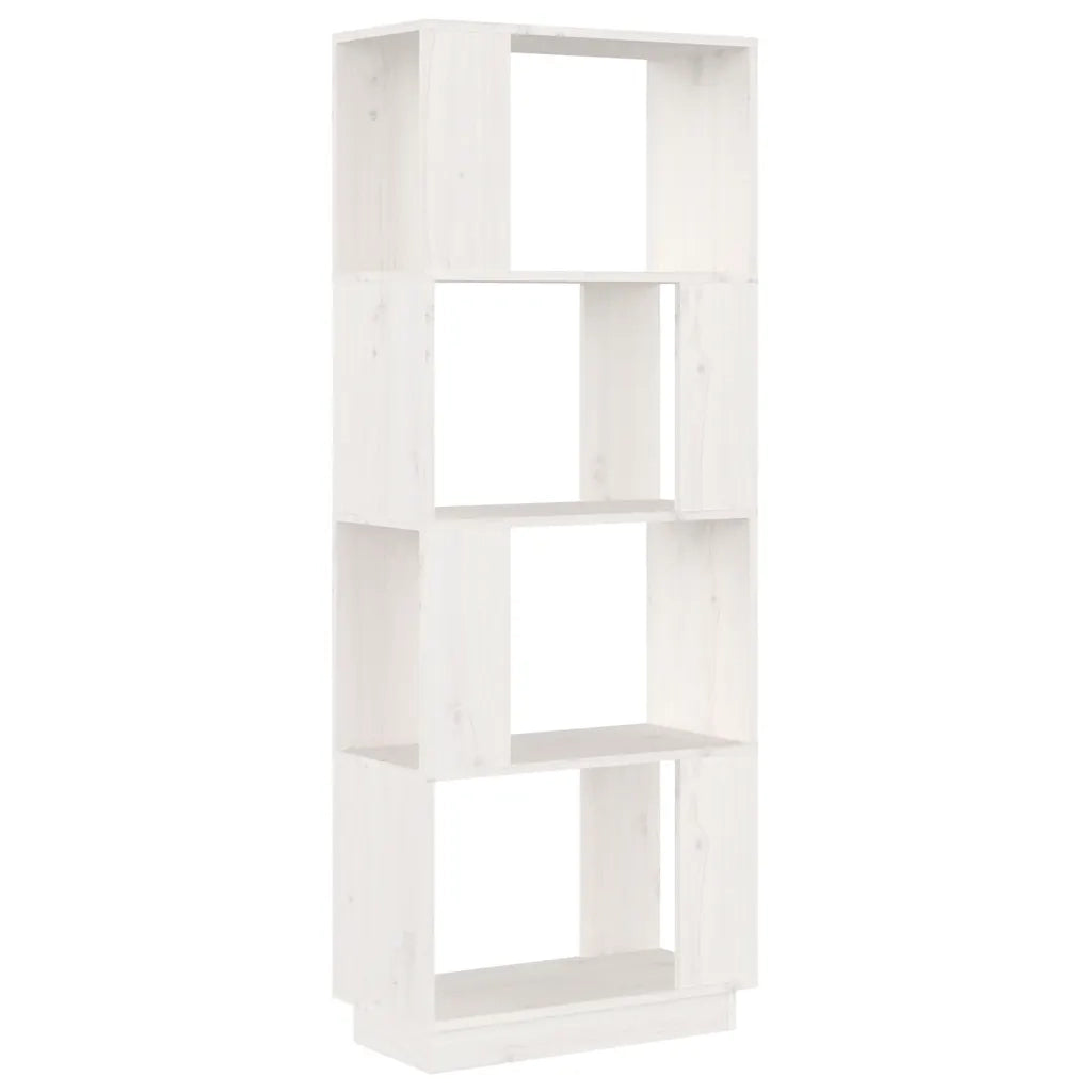 Libreria Divisorio-Scaffale per Libri-Mobile di Stoccaggio Bianco 51x25x132 cm Legno Massello di Pino