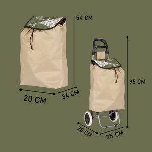 Carrello Porta Spesa Metallo Zincato Maniglia 2 Ruote Capacità borsa 33L