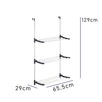 Stendino Pieghevole 3Piani in metallo Zincato e Plastica Stendino per Termosifone Dietro Porta Silver e Nero