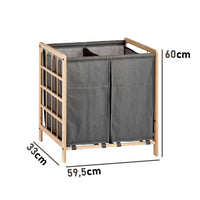 Cesto Porta Biancheria Doppio Legno Naturale e Stoffa Capacità 60lt Colore Grigio