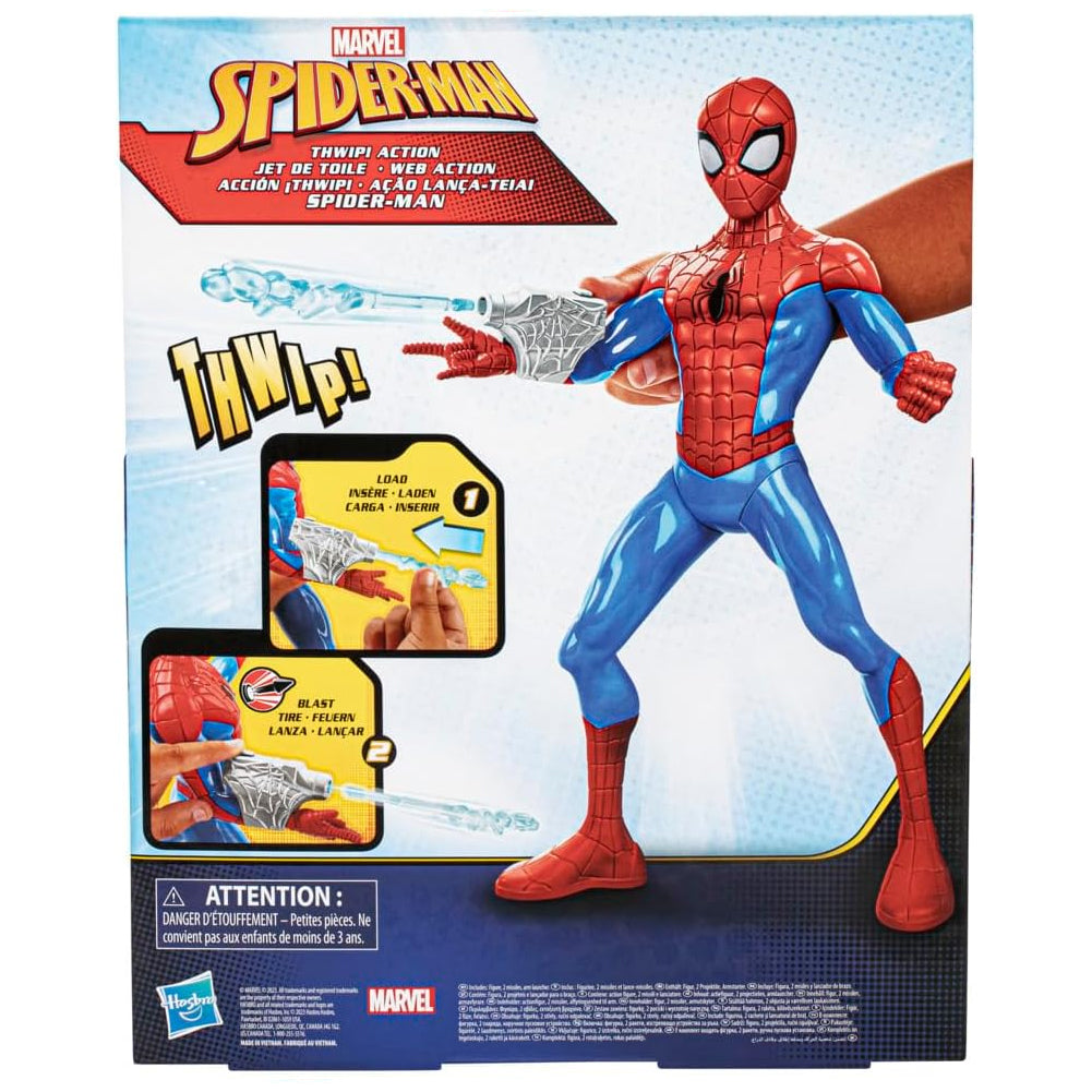 Spider-Man Marvel Thwip Action Figure con Web Blaster Personaggio Idea Regalo