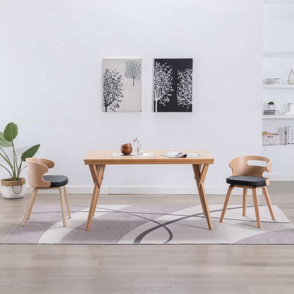 Sedie da Pranzo 2 pz | Sedie da cucina Nere in Legno Curvato e Similpelle