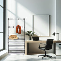 Scarpiera con Attaccapanni in Metallo 5 Piani Appendiabiti 8 Ganci Camera, Ufficio, Ingresso Nero