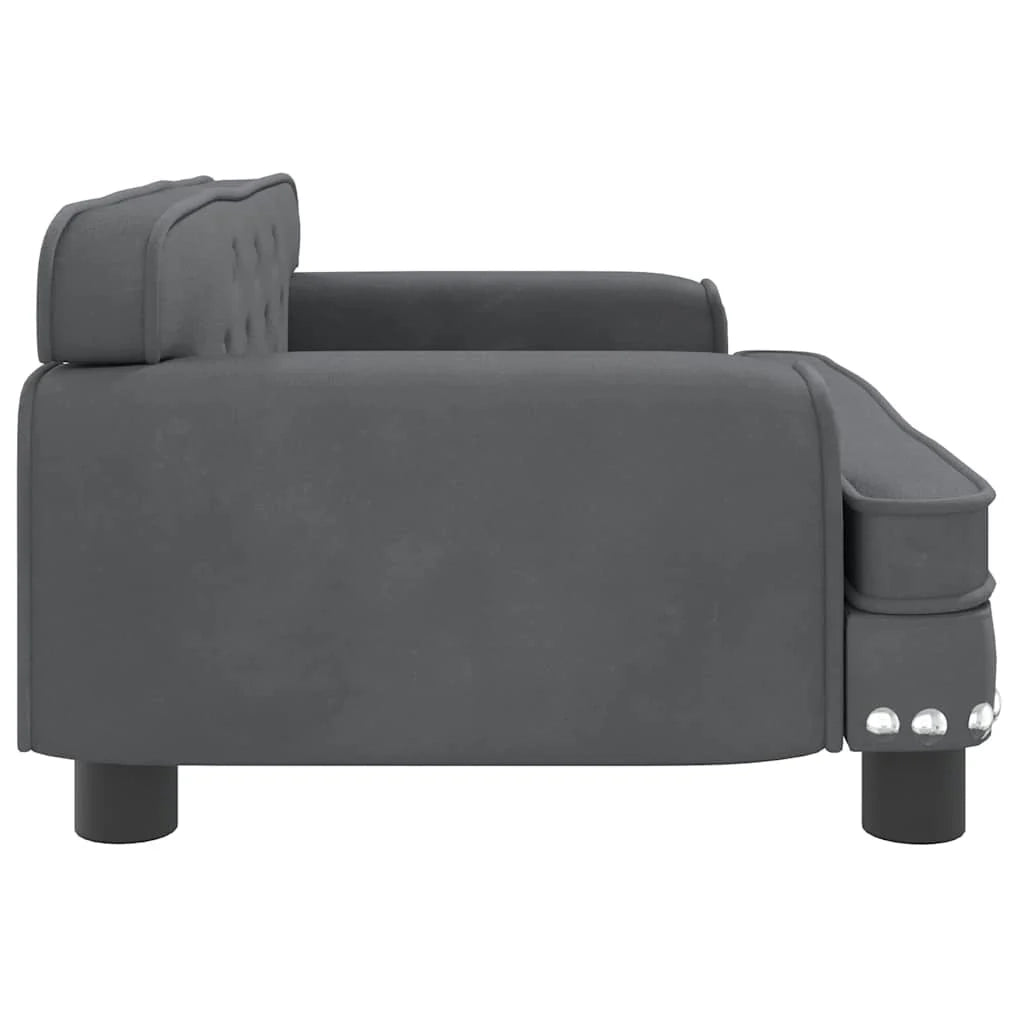 Cuccia per cani comoda cesta da divano scura 70 x 45 x 30 cm velluto grigio 02_0043173