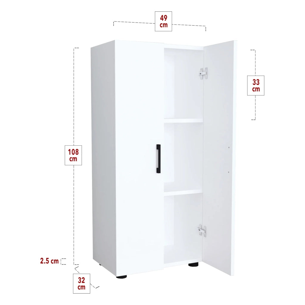 Mobiletto in stile senza tempo scaffale per ufficio mobile contenitore con 2 ante 108 x 49 x 32 cm bianco 03_0008942