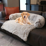 Letto per cani in piuma con cuscino in schiuma per grandi cani divano per animali universale protezione per mobili per animali coperta per cani letto a scomparsa lavabile in macchina colore miele grande