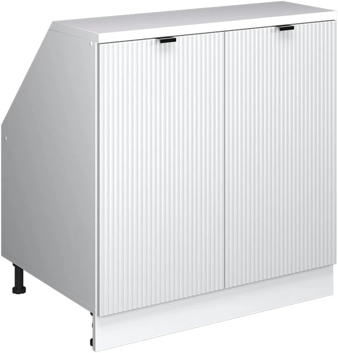Mobile sottotetto Rion, Ondulazione bianca, 80 x 81.6 cm con 2 porte, carcassa 60 cm profondità, adatto per il salvaspazio sotto tetti spioventi