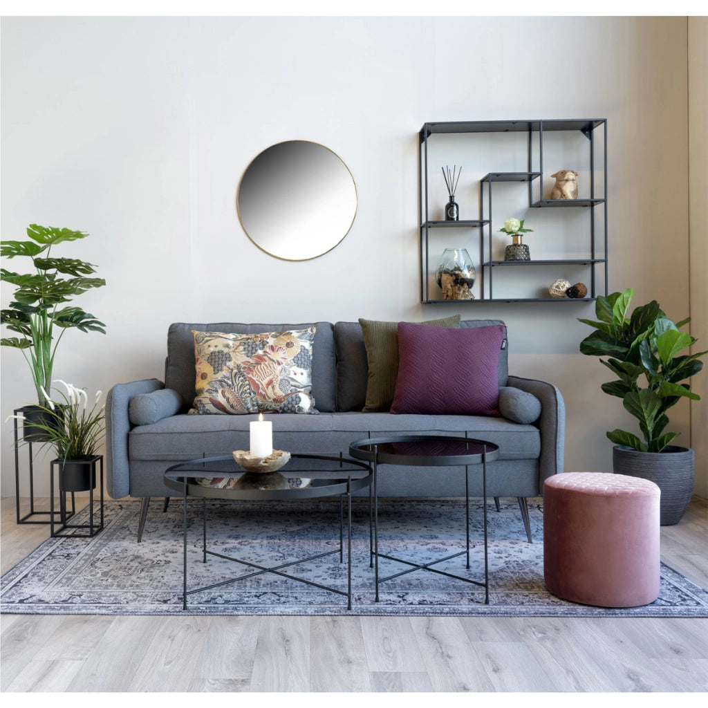 Specchio tondo da parete Jersey in acciaio color ottone o60 cm