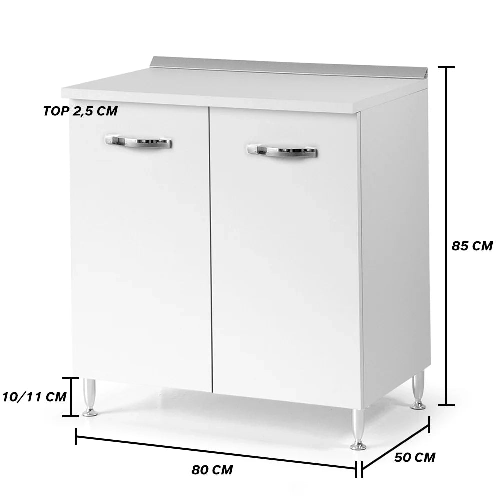 Base per cucina componibile da 80 cm con ante, realizzata in legno 100% MADE IN ITALY colore Bianco Frassino