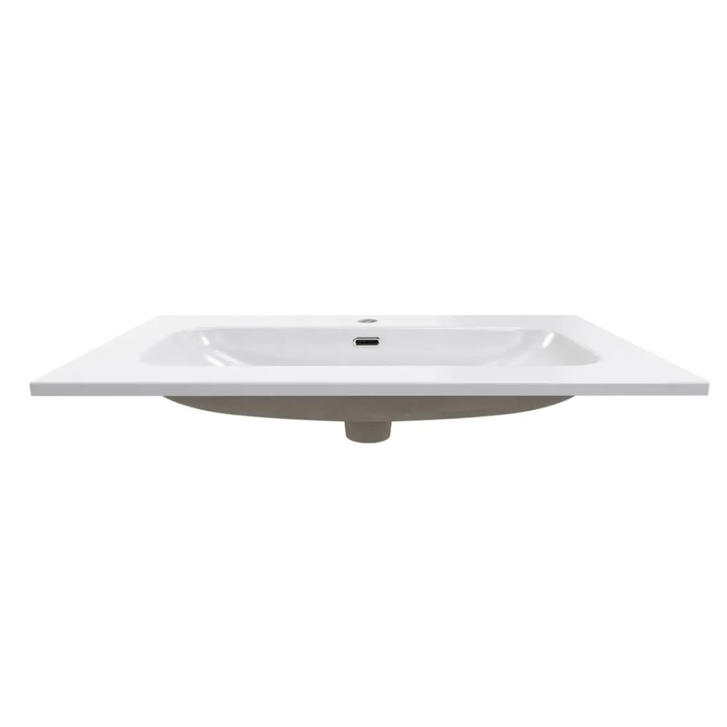 Lavabo incasso LARGO 80 cm ceramica bianco lucido design rettangolare