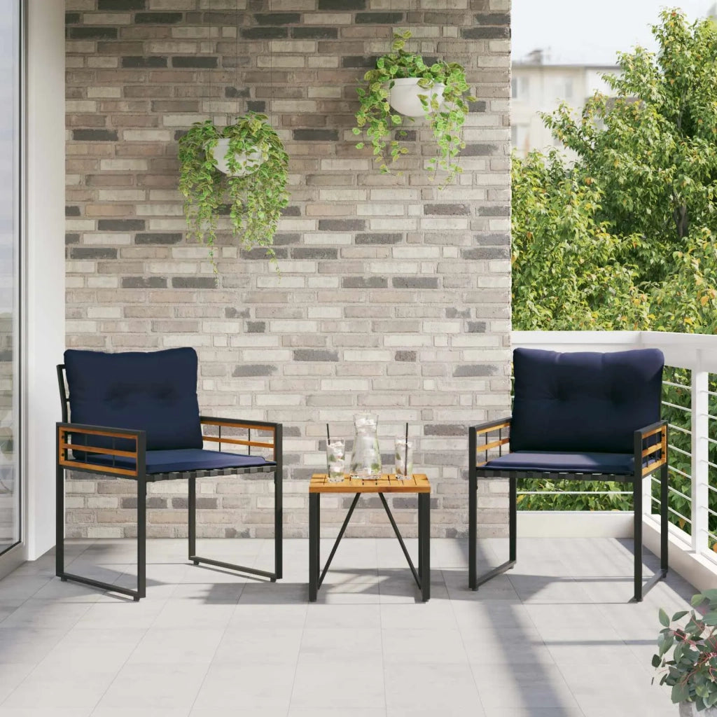 Set di Mobili da Esterno con cuscino 3 pz | Set Salotto da Giardino Navy