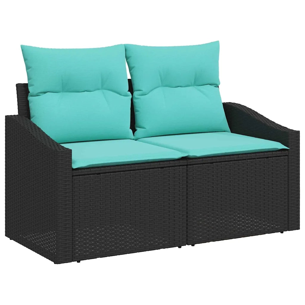 Set Divano da Giardino con cuscino 7 pcs Nero polyrattan 3347858