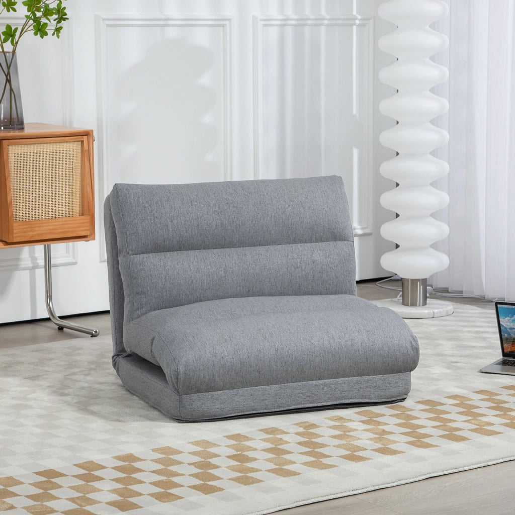 Méridienne pieghevole con schienale reclinabile a 6 posizioni e funzione letto in poliestere grigio 70 × 41 × 56 cm