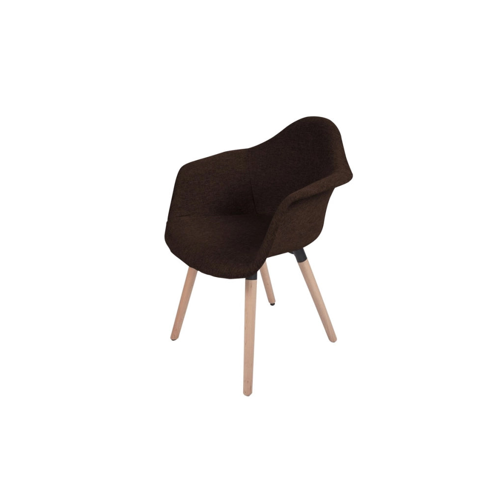Set di 2 Poltroncine Winston in Tessuto Marrone e Legno