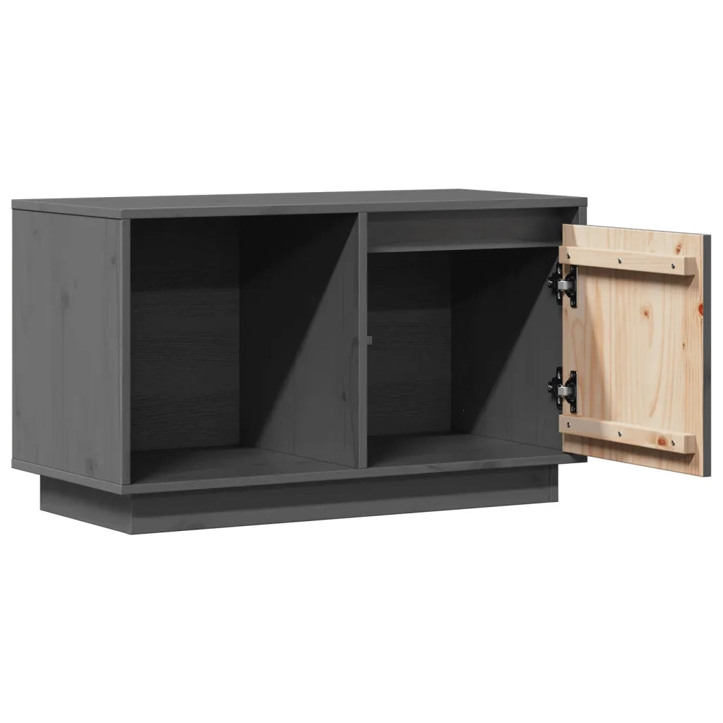 Mobile Porta TV Grigio 74x35x44 cm in Legno Massello di Pino 814336