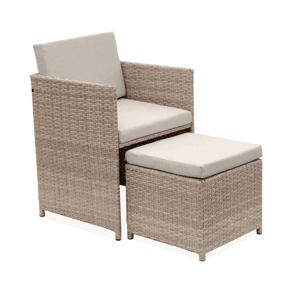 Set tavolo da giardino in resina intrecciata con 6-10 posti, beige