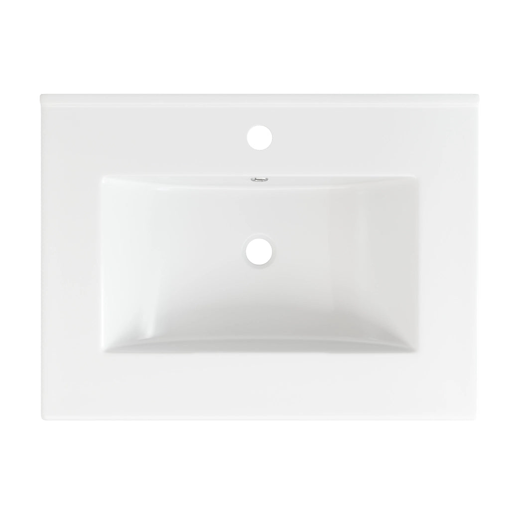 Mobile bagno con lavabo; 3 cassetti e 1 anta soft-close per bagno; in MDF e ceramica; bianco lucido; 61×47×86 cm