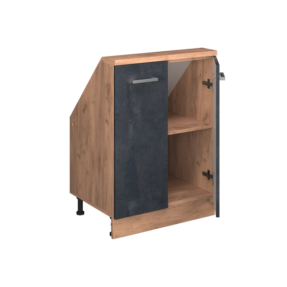 Mobile cucina sottotetto R-Line Calce nera/Rovere dorato 60 cm con 2 porte Vicco