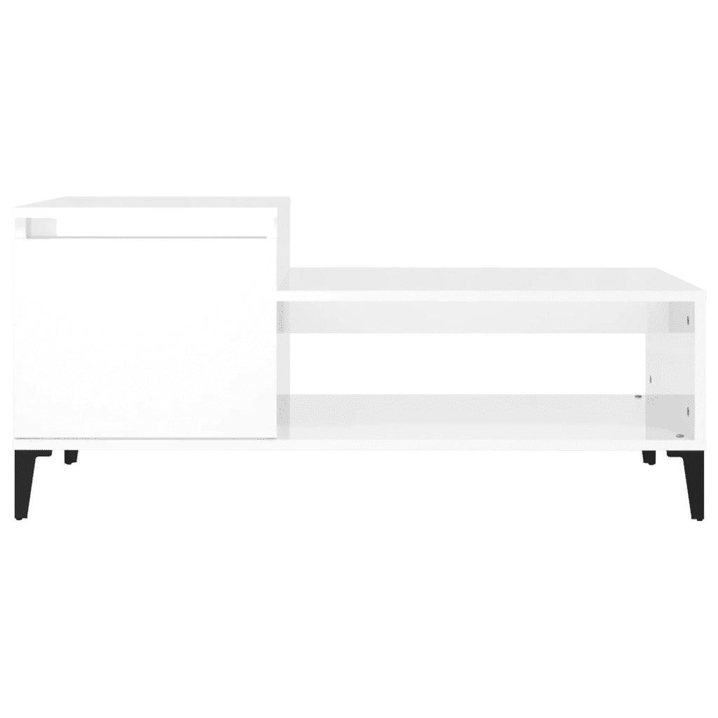 Tavolino da Salotto Bianco Lucido 100x50x45cm Legno Multistrato cod mxl 23488