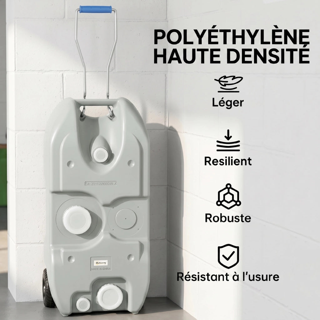 Bidone d'acqua portatile 40 L con ruote e maniglie ¨C zephmum ¨C 37x23x80 cm grigio