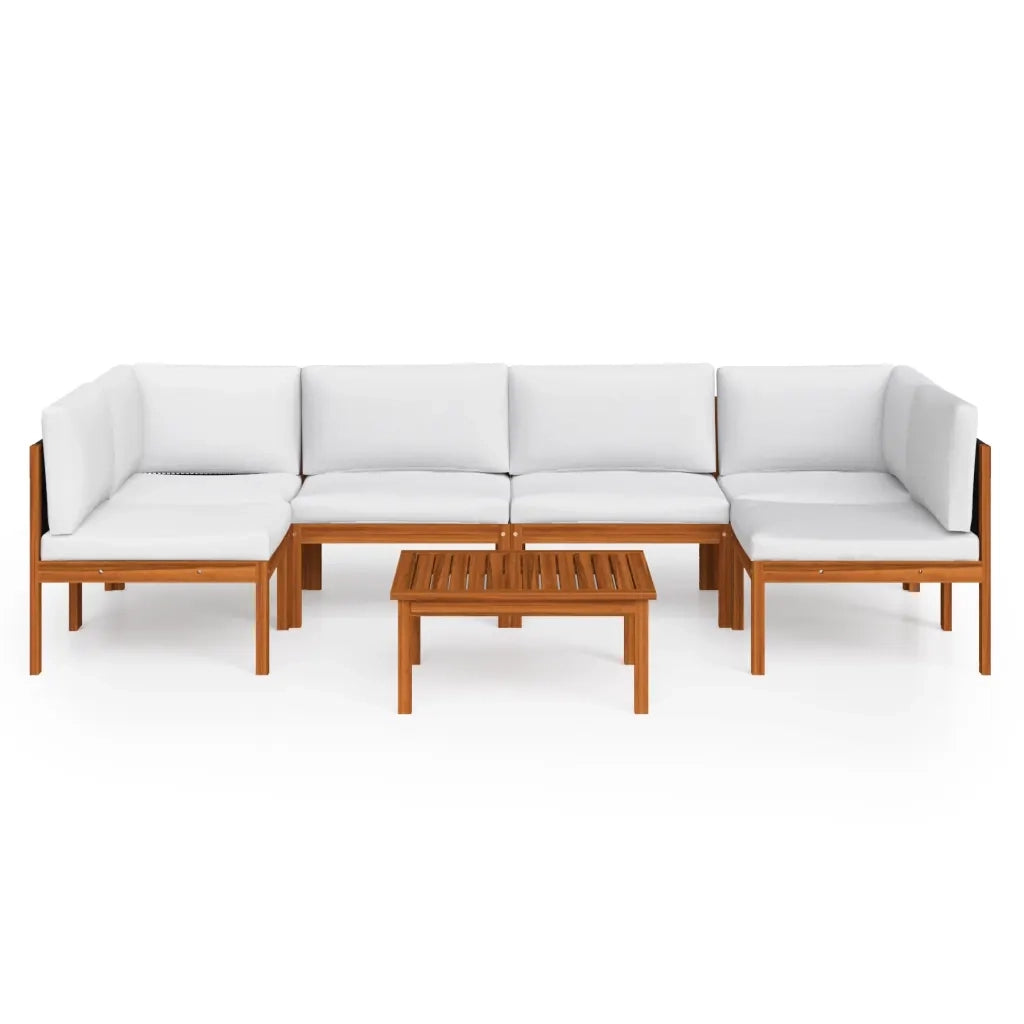 Set da Giardino 7 pz con Cuscini in Legno Crema, Acacia e Corda 3057898