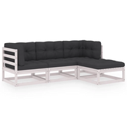 Set Divani da Giardino 4 pz | Set Salotto da Giardino con Cuscini Legno Massello Pino