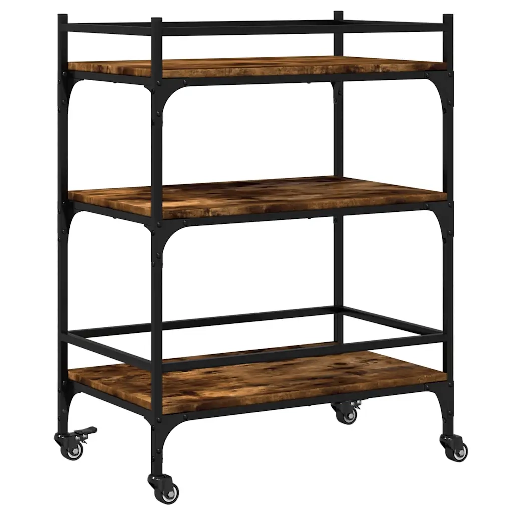 Carrello da Cucina-Scaffale per Cucina Rovere Fumo 65x40x86,5 cm Legno Multistrato
