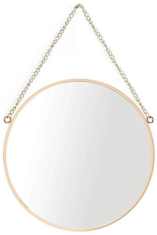 Specchio per bagno a forma rotonda 25 x 25 cm - con cornice in rame - specchio da trucco - decorativo - unica decorazione per parete - specchio decorativo