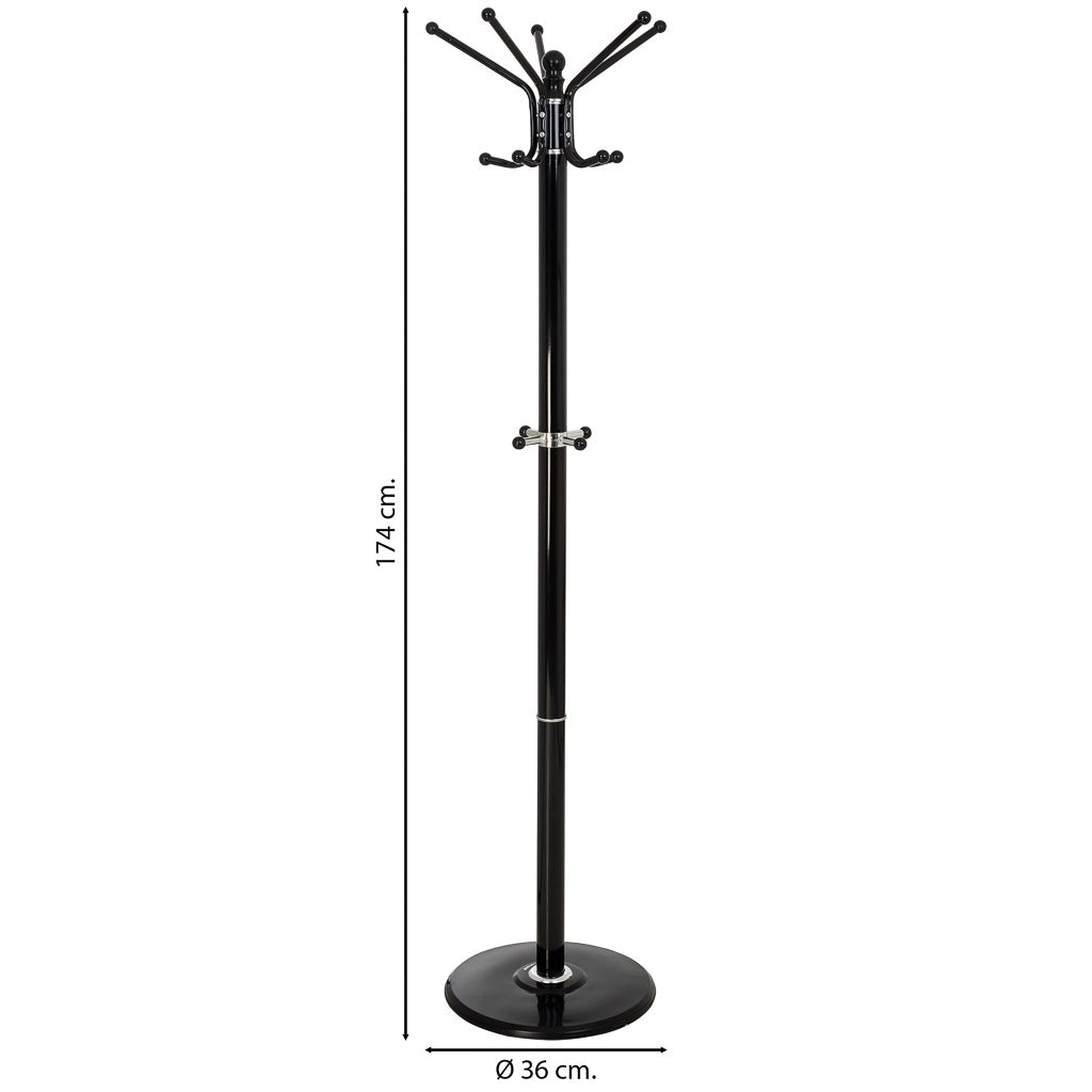 Perchero de metal negro con 5 ganchos D36x174h cm