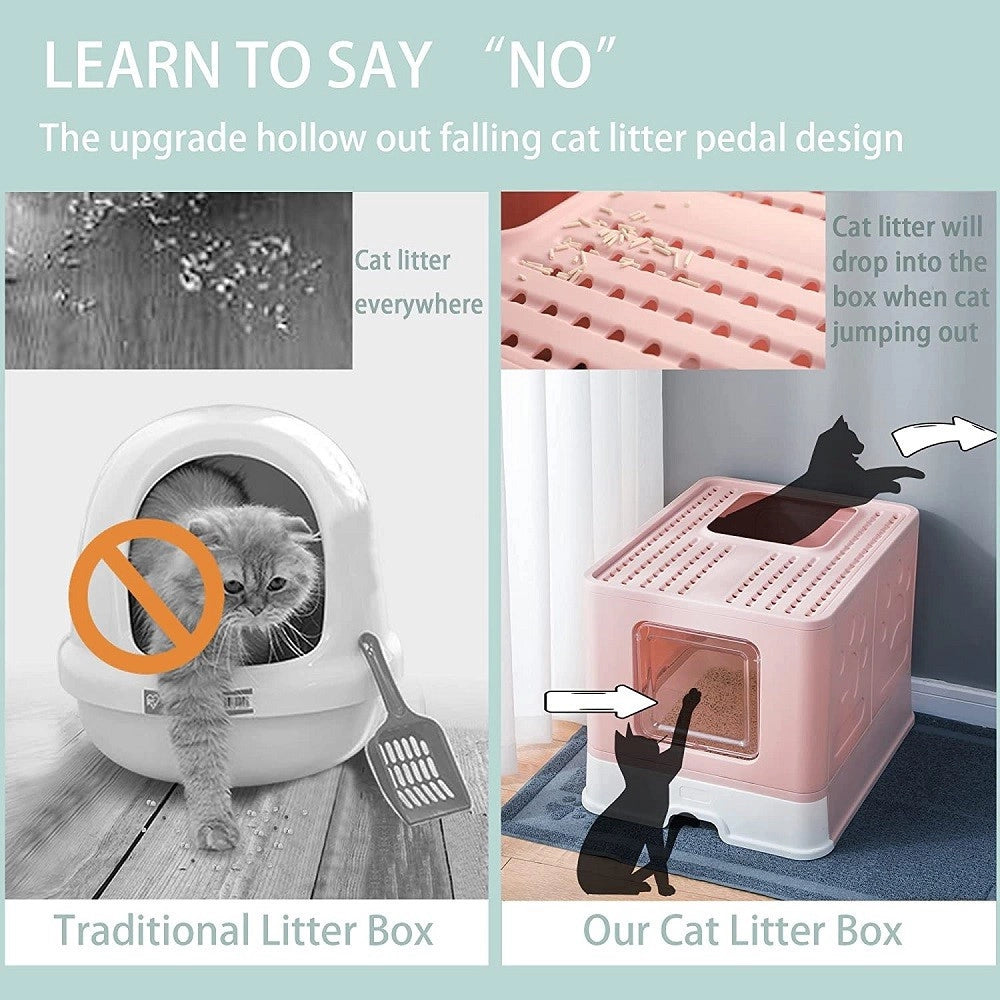 Trade Shop - Lettiera Per Gatti Con Ingresso Dall'alto Coperchio Toilette Paletta In Plastica -